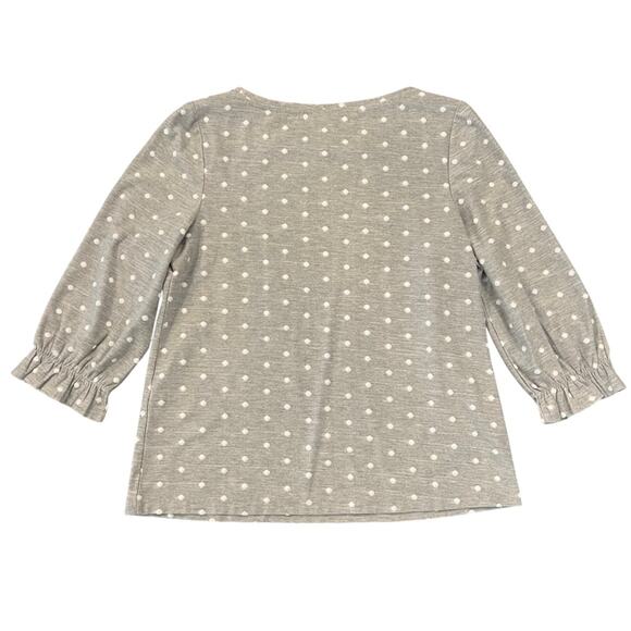 Chico's Gray & White Polka Dot 3/4 Sleeves Shirt  - Size 1 (S) - Picture 2 of 7